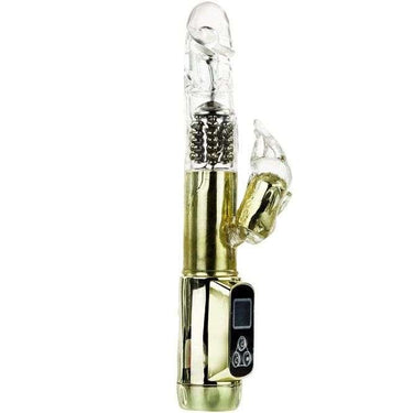 Vibratore rabbit oro con 5 funzioni di vibrazione e rotazione